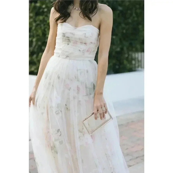 Maniju Ellen Floral Tulle Maxi Dress Bridal Size M - Picture 3 of 8